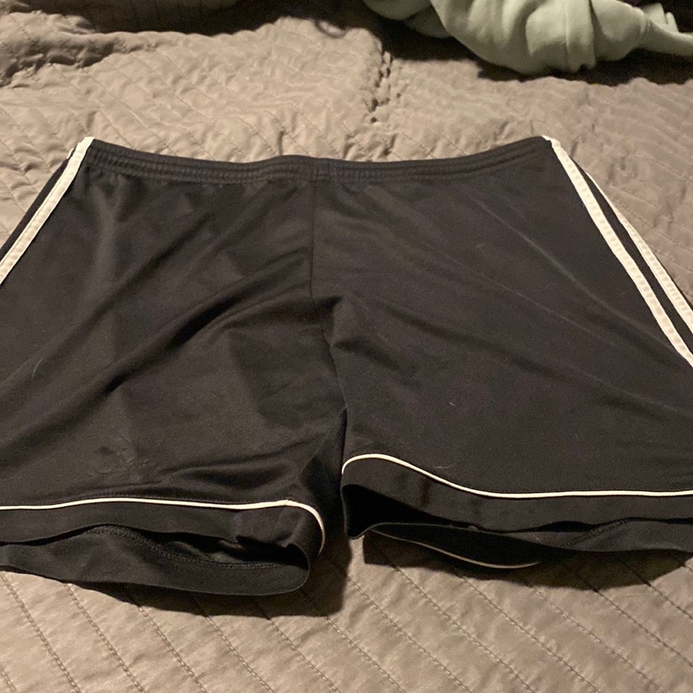 Black and white adidas shorts